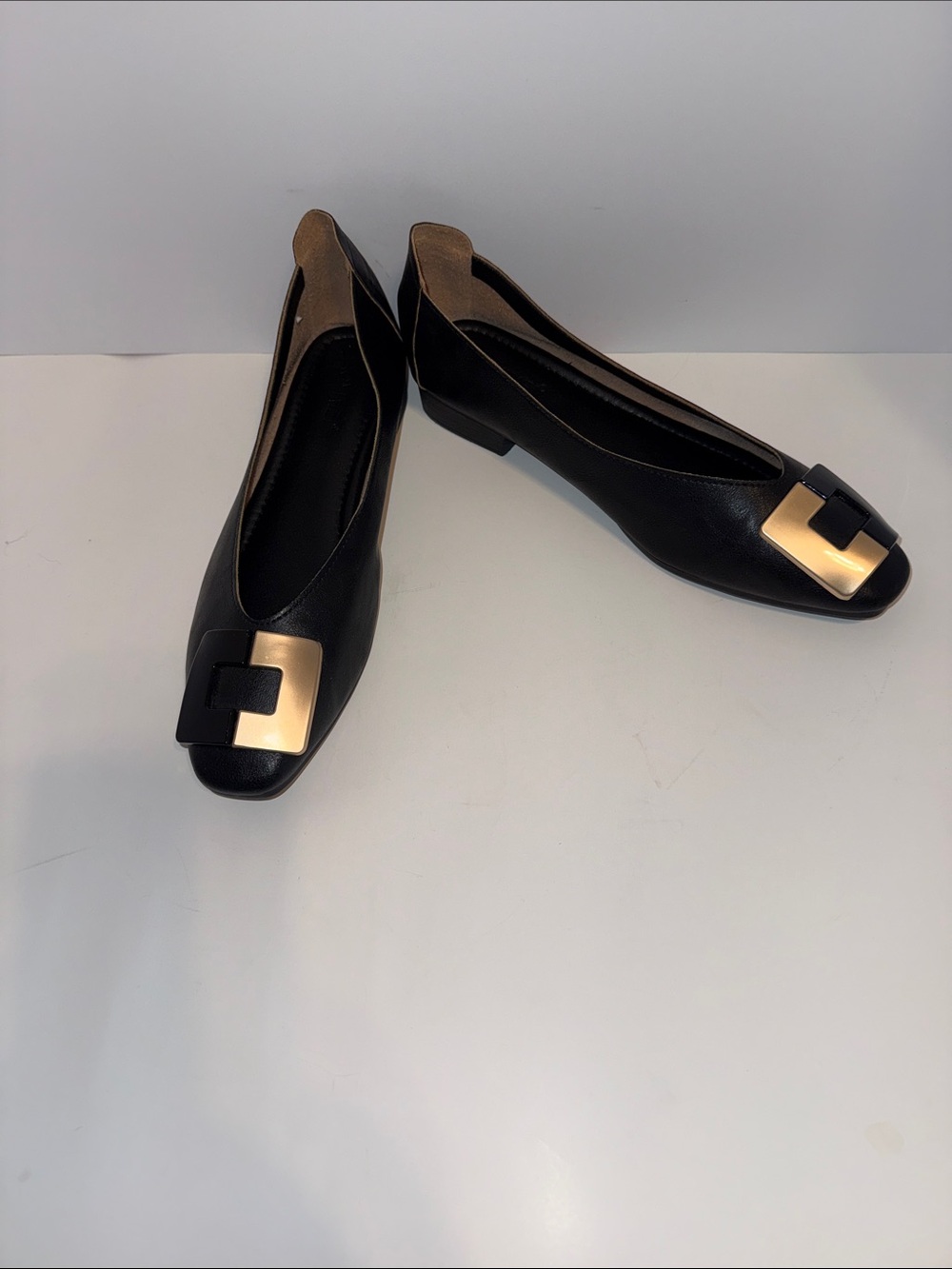 WOMENS TAOYIMEI BLACK LEATHER BUCKLE BALLET FLATS SHOES SZ 41